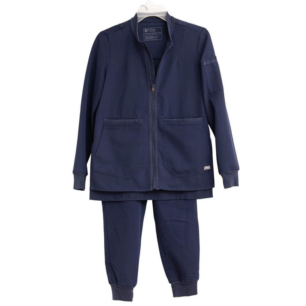 FIGS Jacket and Jogger Pants Technical Collection Scrubs Navy Blue Healthcare